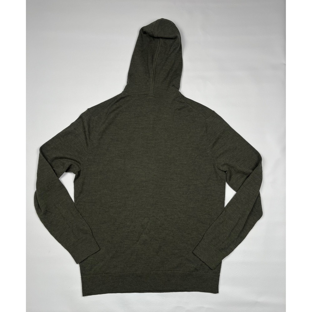 Artefact Merino Wool Pullover Hoodie Mens Large Olive Green Knit Sweater - Picture 2 of 8